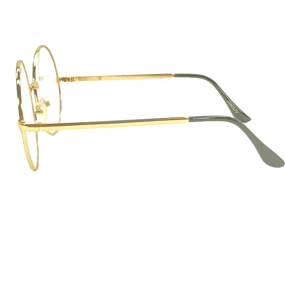 ZeroUV Eyeglasses Frames Gold Metal Round Large Hairy Potter 2.25
